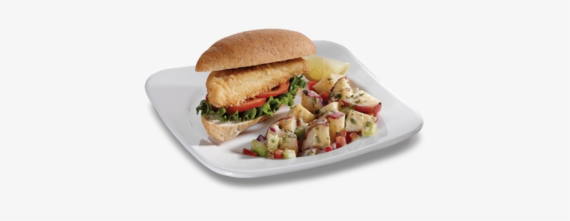 Breaded Fillet Sandwiches With Grilled Potato Salad - Tomato, transparent png download