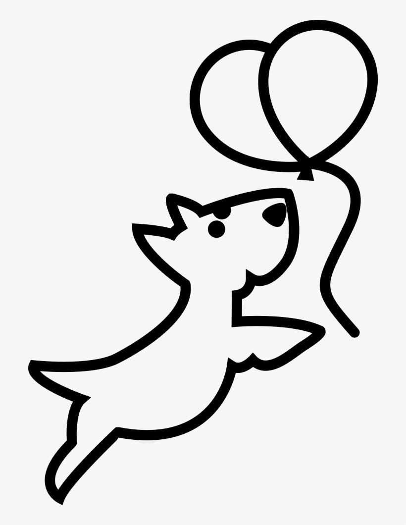 Dog Outline Chasing Balloons - Small Dog Outline, transparent png download