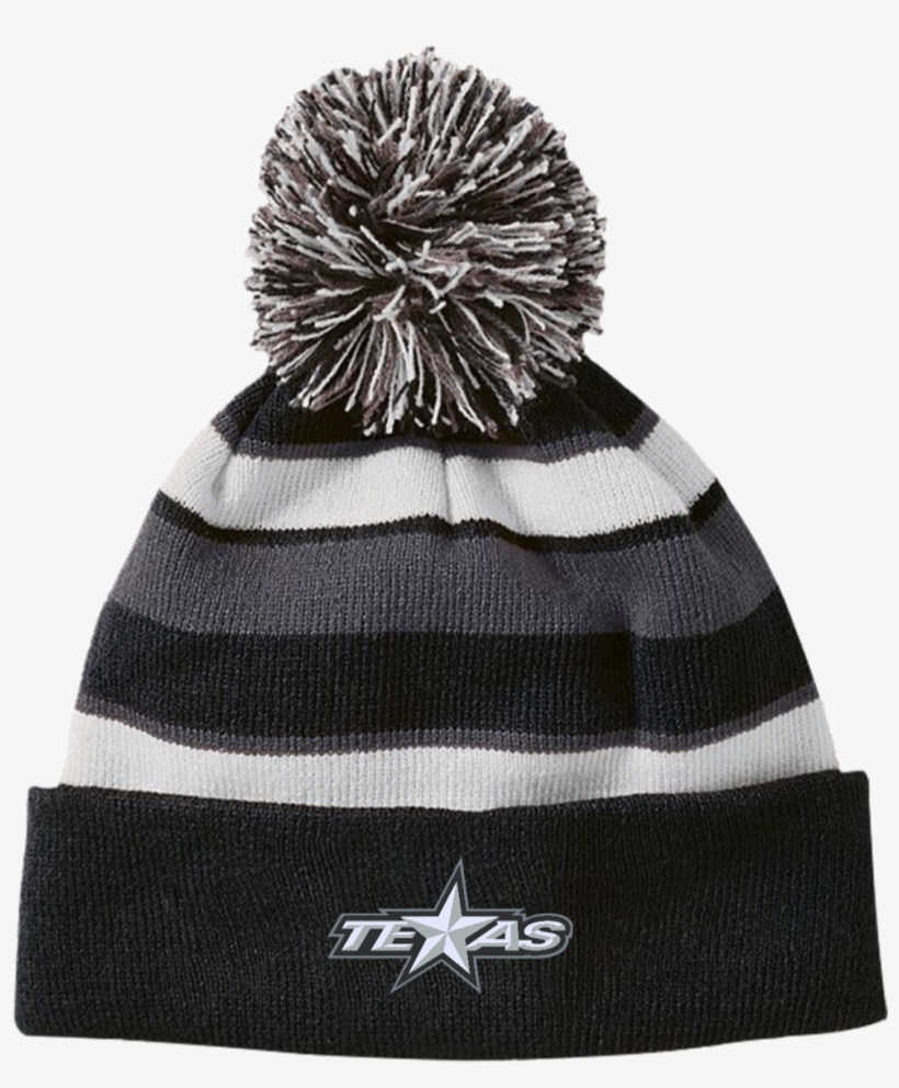 Texas Star Striped Beanie With Pom - Hey Batter Batter - White Letter - Pom Pom Beanies, transparent png download