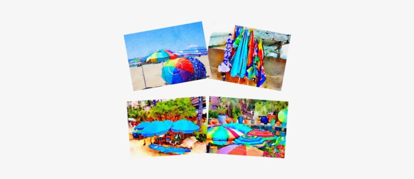 Beach Umbrella Watercolor Notecards - Beach, transparent png download