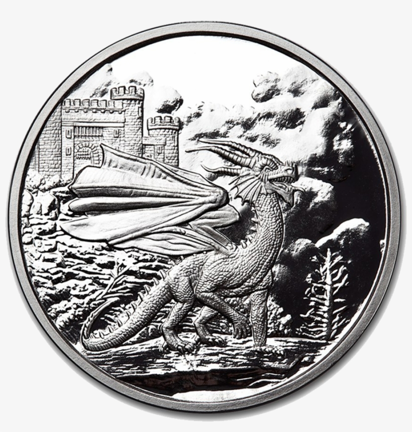 Welsh Red Dragon 5oz Silver Proof Round - Silver, transparent png download