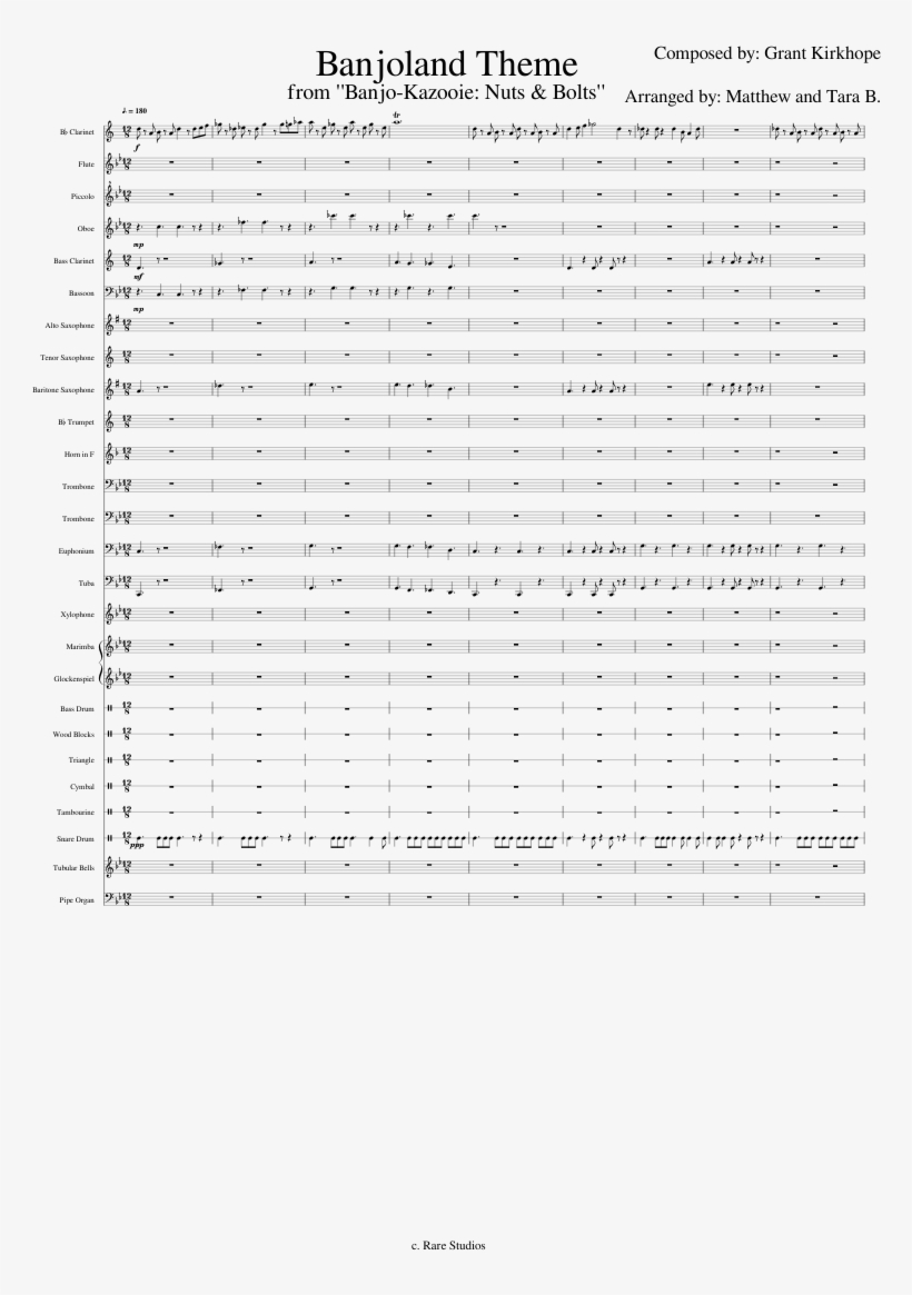 Banjoland Theme Sheet Music Composed By Composed By - Document, transparent png download