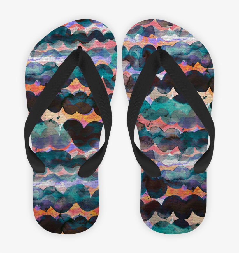 Chinelo Abstract Waves Marine Watercolor - Flip-flops, transparent png download