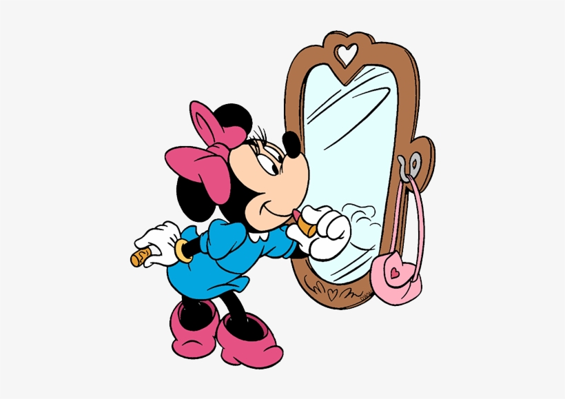 Lipstick Clipart Minnie Mouse - Minnie Mouse Looking In The Mirror, transparent png download