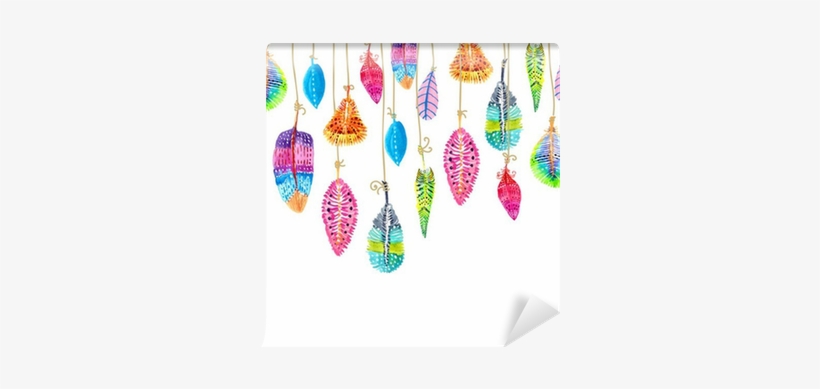 Hand Drawn Colorful Watercolor Feathers Background - Feathers Bathing Suit, transparent png download