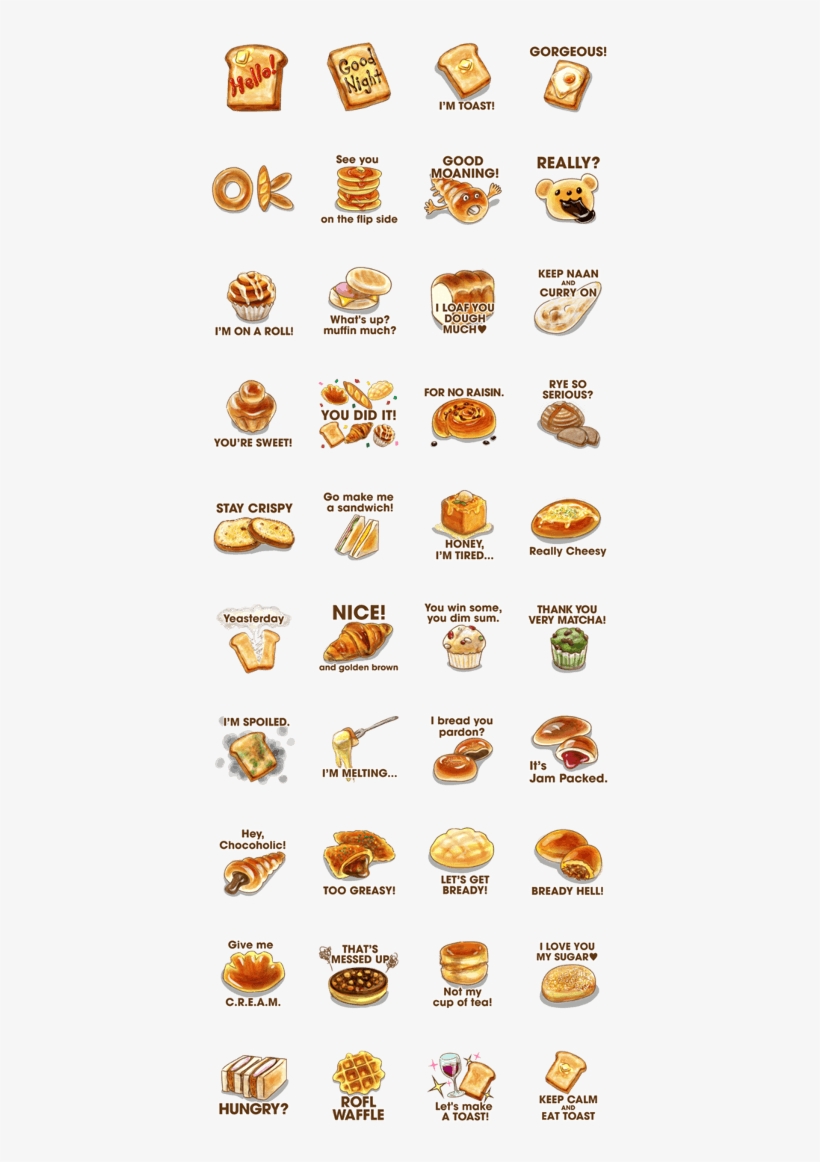 Let's Talk Using Baker's Joke Stickers Including Toast,rye - Line, transparent png download