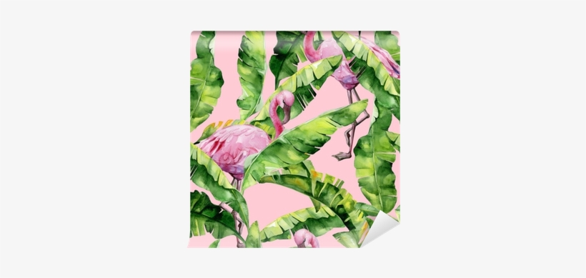 Banana Palm Leaves Seamless Watercolor Illustration - Dense Jungle Round Mouse Pad Customized Non Slip Rubber, transparent png download