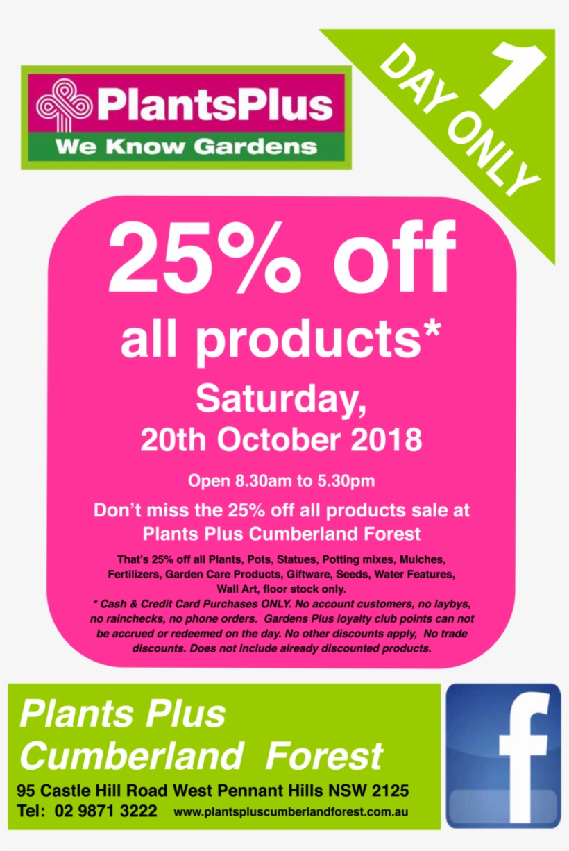25% Off All Products* Saturday 20th October, transparent png download