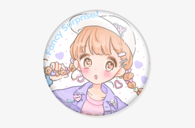 Girl 19 Polka Dot Background And Snapback Button - Girl Cute Pastel Cartoon, transparent png download