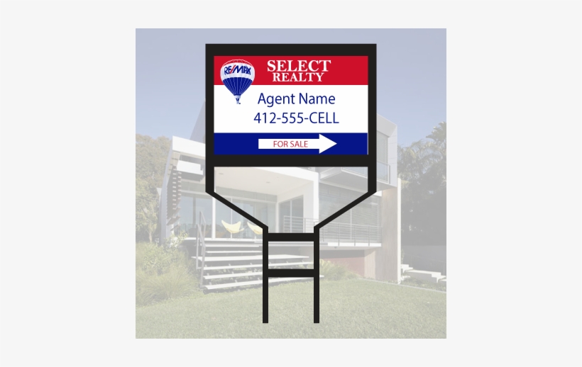 Aluminum Sign Face Directional Sign With Black Rod - Small Realty Signs Metal Frame, transparent png download