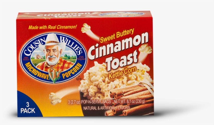 Cinnamon Toast - Cousin Willie's Cinnamon Toast Popcorn, transparent png download