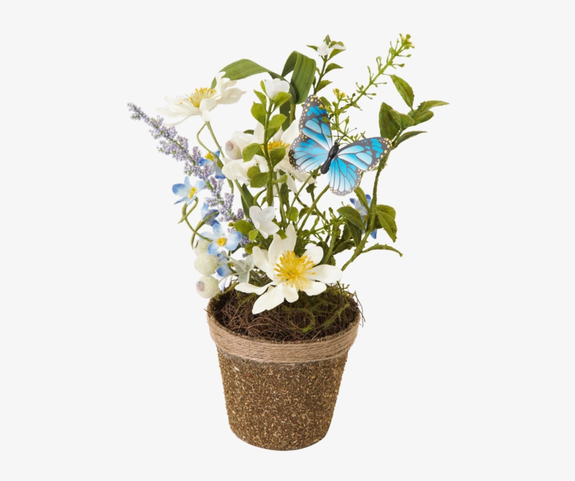 Silk Spring Flower Twig Pot,white Daisy - Flowerpot, transparent png download