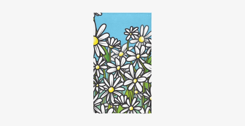 White Daisy Field Flowers Custom Towel - Feld Der Blumen Des Weißen Gänseblümchens Postkarte, transparent png download