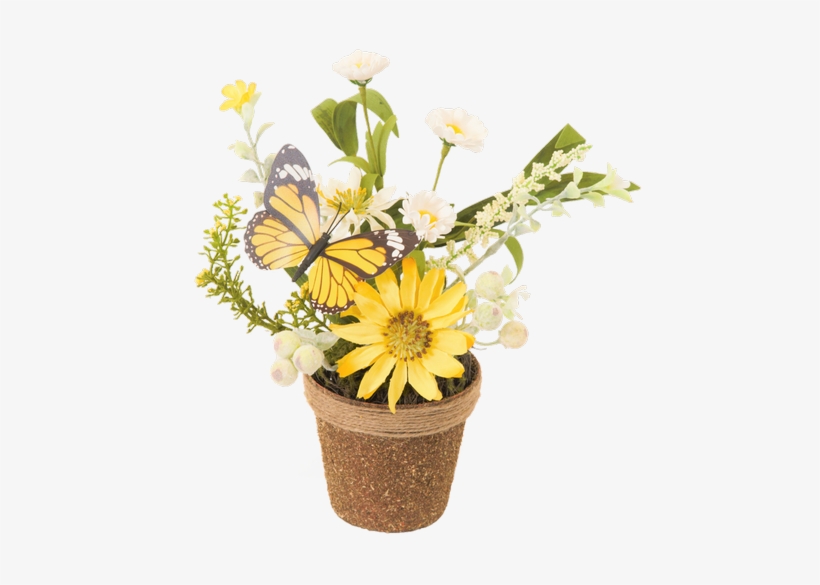 Silk Spring Flower Twig Pot, Yellow Dais - African Daisy, transparent png download