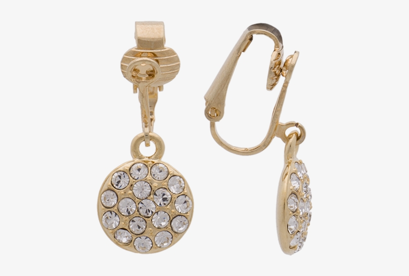 Gold Pave Button Drop Clip On - Silver, transparent png download