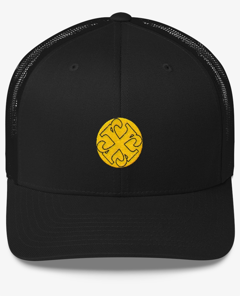 Image Of Replyreply Mesh Hat Gold Button - Black Cap Black Embroidery, transparent png download