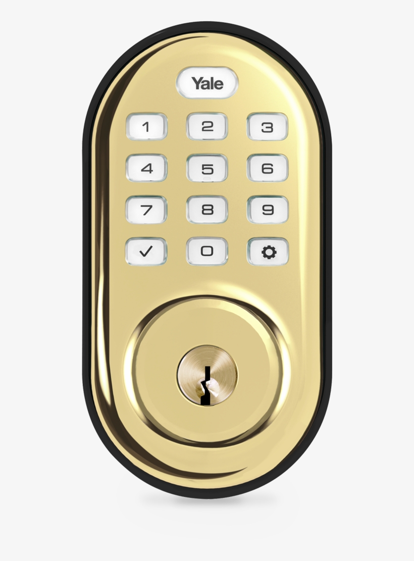 Yale Z-wave Push Button Deadbolt, Satin Nickel, transparent png download