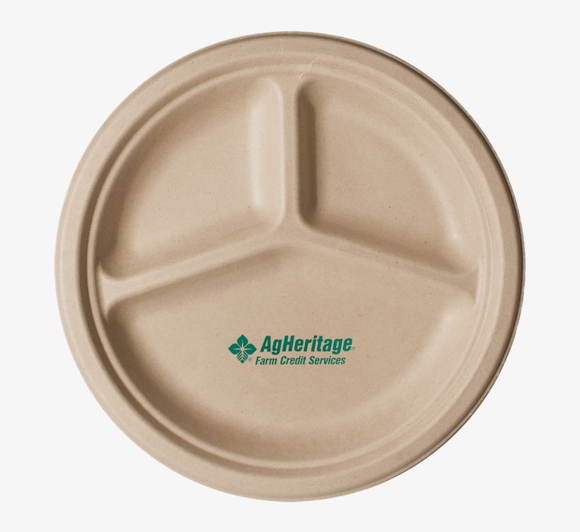 10 Inch Kraft 3-compartment Compostable Paper Plate - Paper Plate Logo, transparent png download