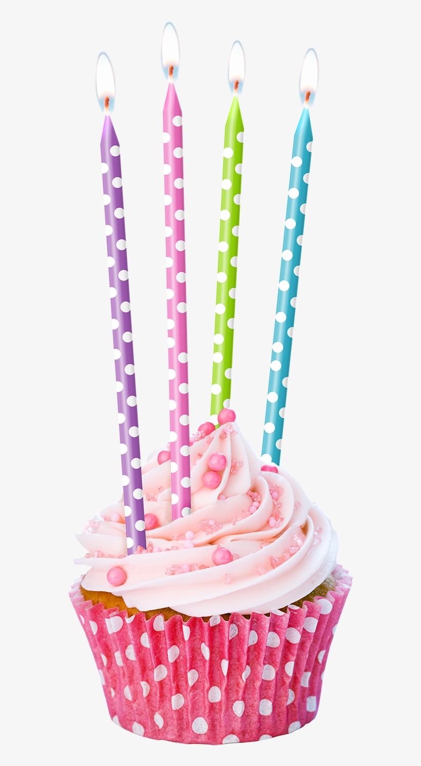 Vela Larga Puntos Tortas De Cumpleaños - Cupcake With Candle Png, transparent png download