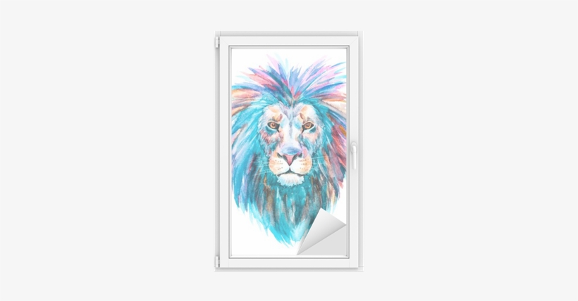 Watercolor Vector Lion Window & Glass Sticker • Pixers® - Watercolor Lion, transparent png download