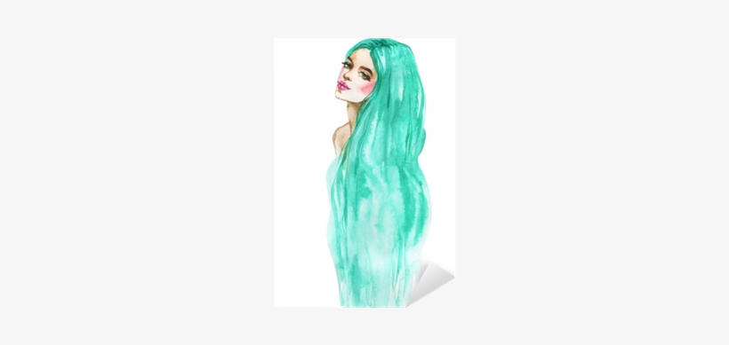 Watercolor Fashion Woman Portrait - Painting, transparent png download