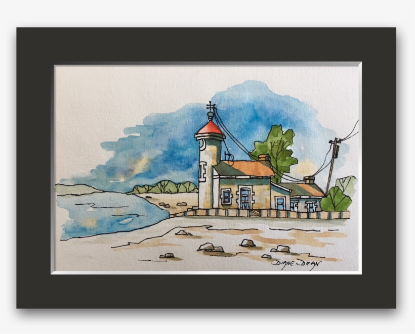Line And Wash Of Lighthouse At Nantaour France - Picture Frame, transparent png download
