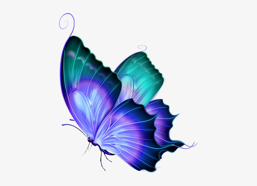 Transparent Blue And Green Deco Butterfly Png Clipart - Color Fairies And Flowers! [book], transparent png download