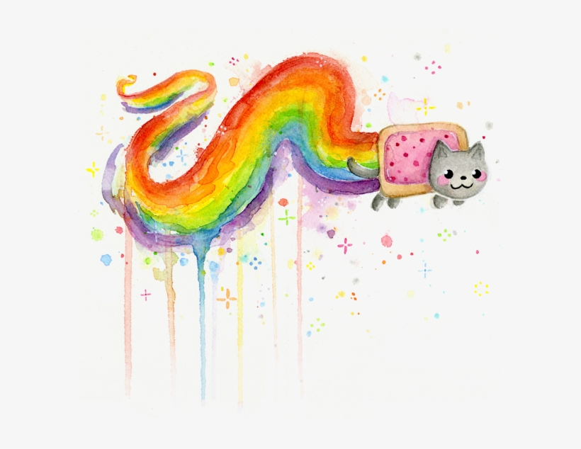 Click And Drag To Re-position The Image, If Desired - Nyan Cat Watercolor, transparent png download