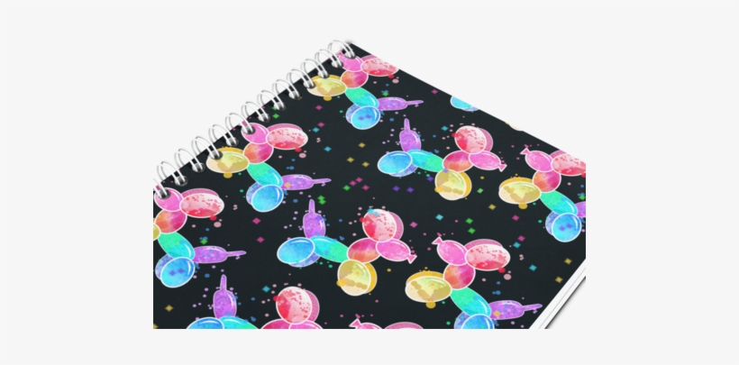Watercolor Balloon Dogs On Black Spiral Notebook - Balloon Dog, transparent png download