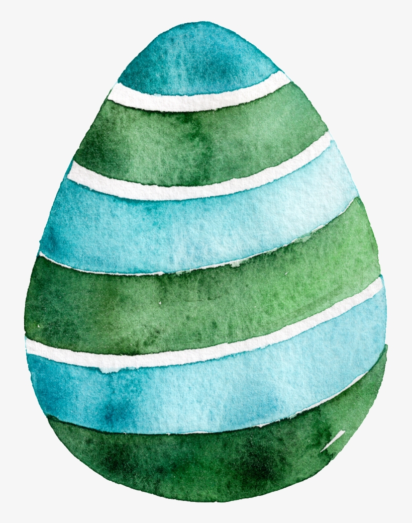 Blue And Green Egg Watercolor Hand-painted Cartoon - Clip Art, transparent png download