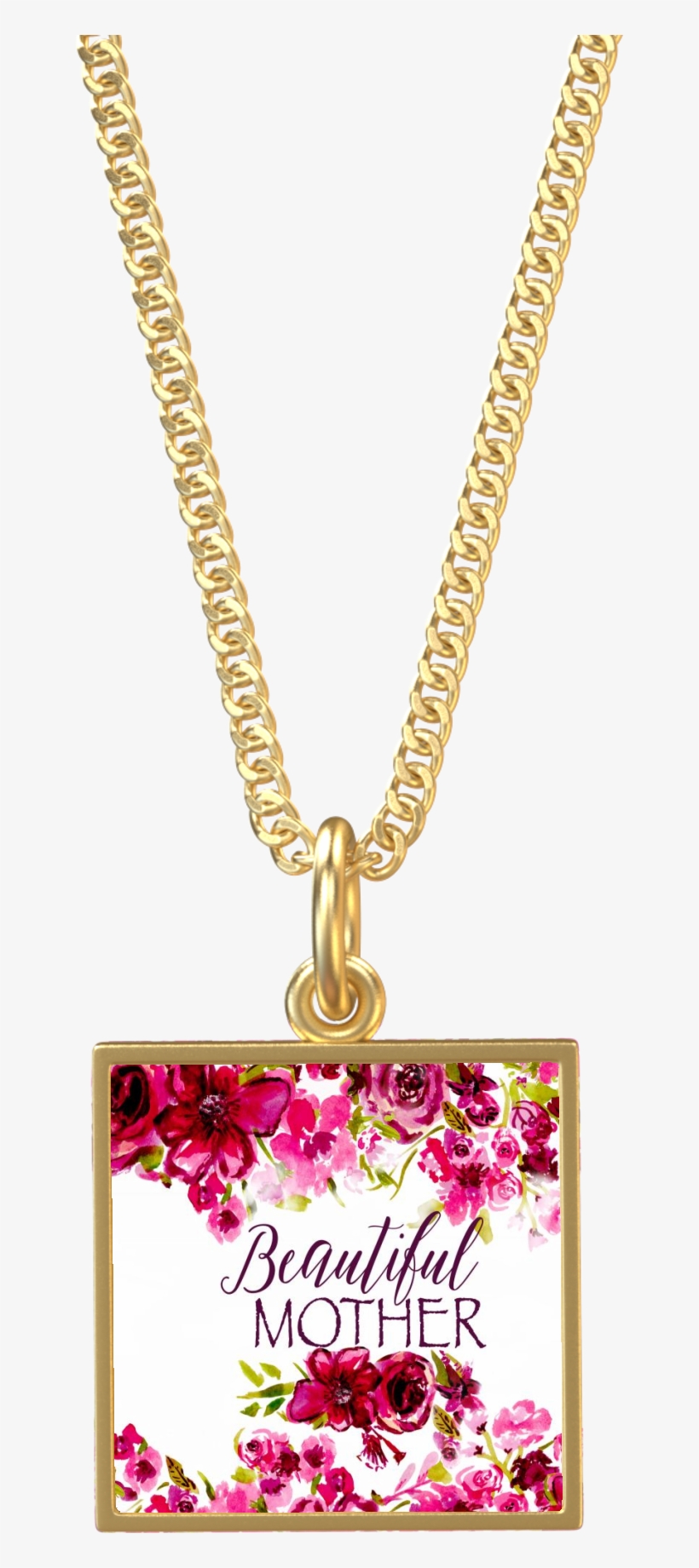 Beautiful Mother Roses Square Gold Necklace - Necklace, transparent png download
