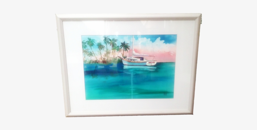 Sailboat In Tropics - Watercolor Painting, transparent png download