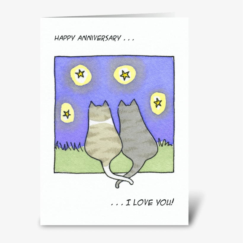 Cat Anniversary Watercolor Greeting Card - Cat, transparent png download
