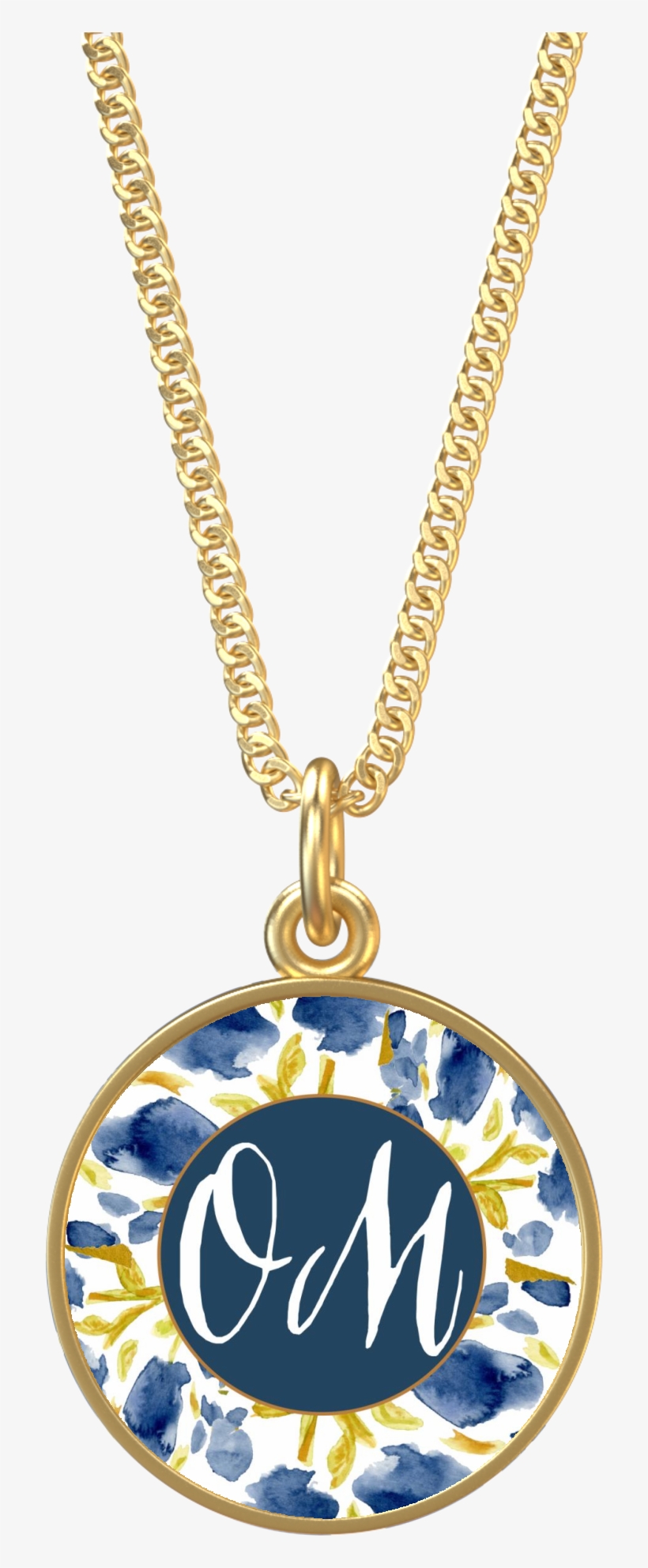 Om Round Gold Necklace - Locket, transparent png download
