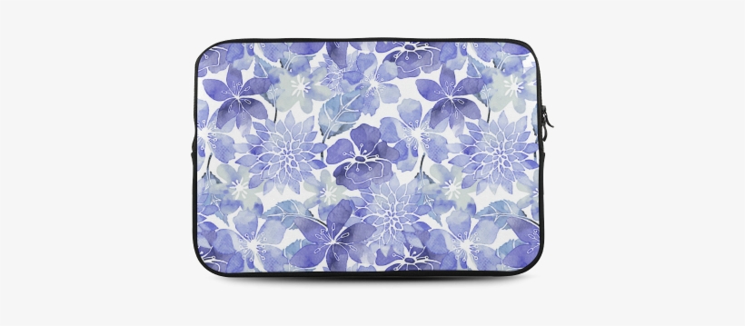 Watercolor Flower Pattern Custom Sleeve For Laptop - Blue Watercolor Flower, transparent png download