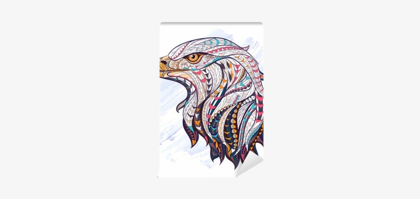 Patterned Head Of Eagle On The Watercolor Background - Eagle Design Shirts, transparent png download