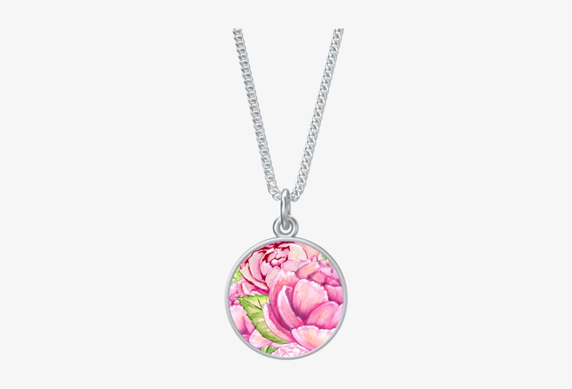 Watercolor Peony 16" Chain Necklace - Necklace, transparent png download