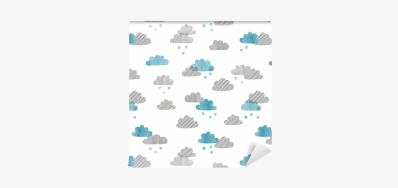 Seamless Vector Watercolor Clouds Pattern - Watercolor Painting, transparent png download