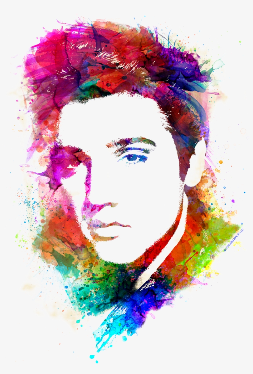 Elvis Presley Watercolor King Youth T Shirt - Elvis Presley Custom Watercolor King Men's Premium, transparent png download