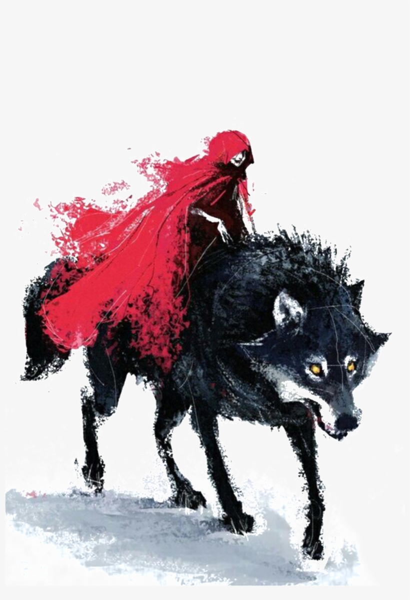 This Graphics Is Red Witch Pattern On The Painted Wolf's - Wolf And Red Riding Hood, transparent png download