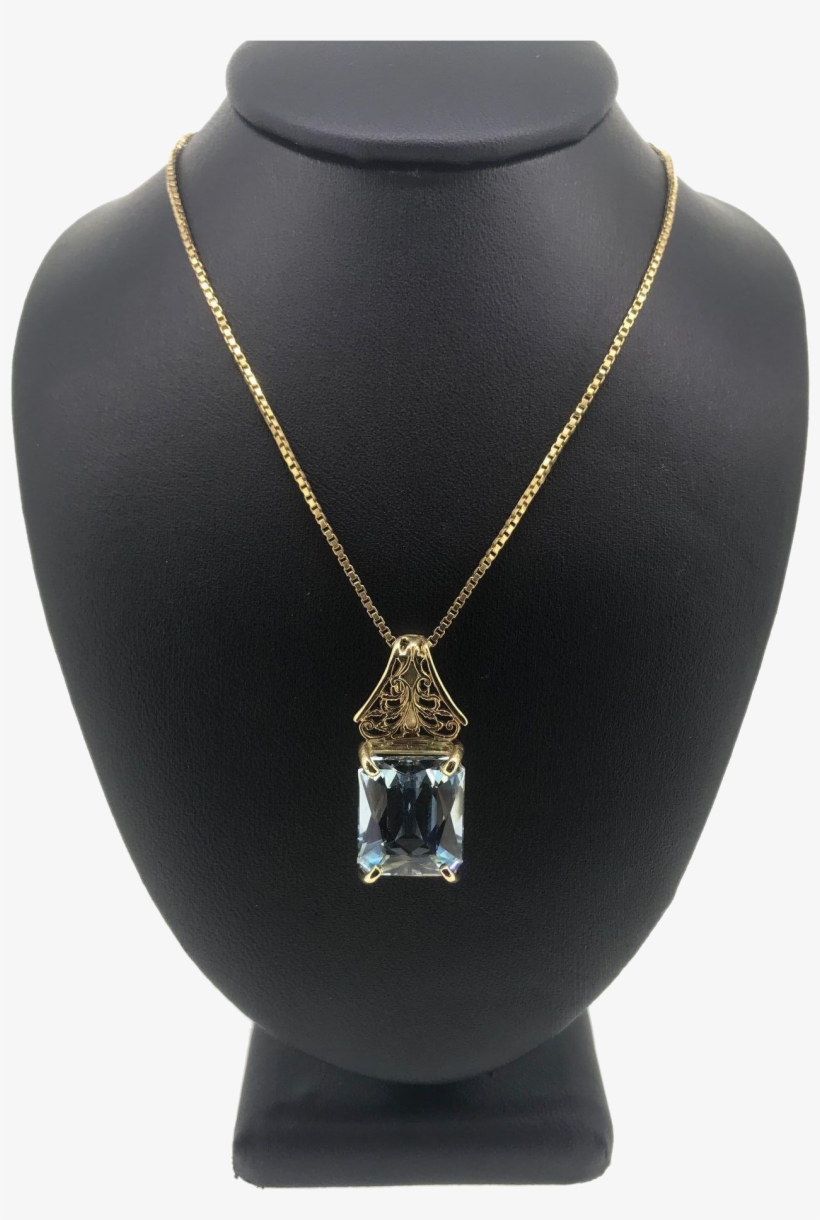 Vintage 14k Aquamarine With A 14k Yellow Gold Box Chain - Portable Network Graphics, transparent png download