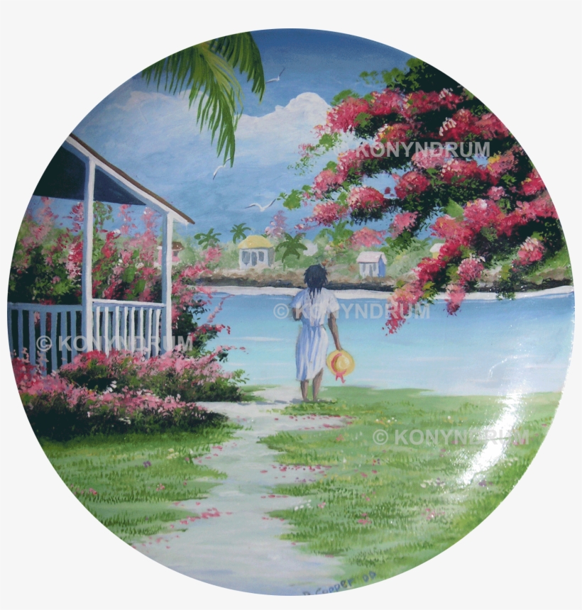 Path To Paradise Native Woman Plate - Painting, transparent png download