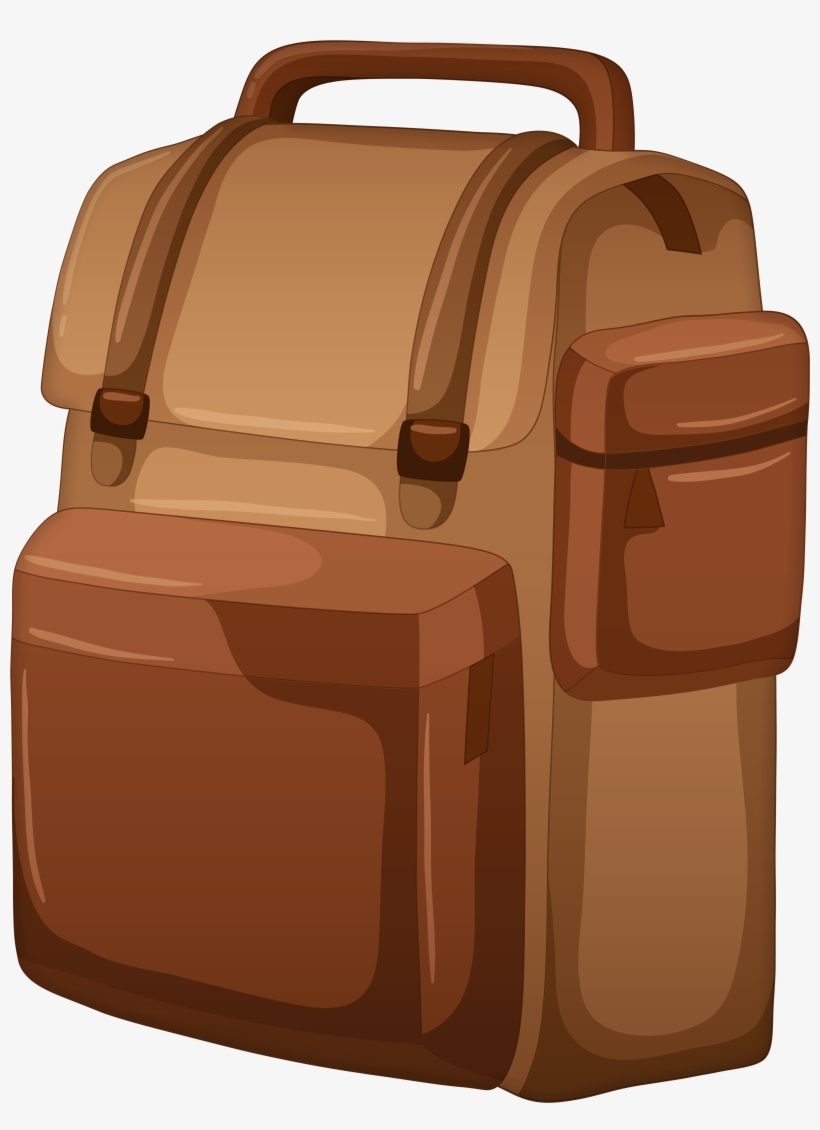 Brown Backpack Png Clip Art, transparent png download