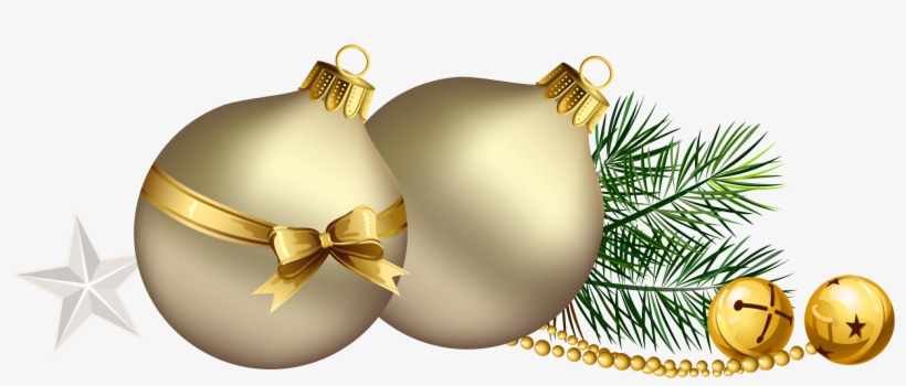 Christmas Balls With Pine Branch And Star Clipart - Christmas Stars Png Transparent, transparent png download