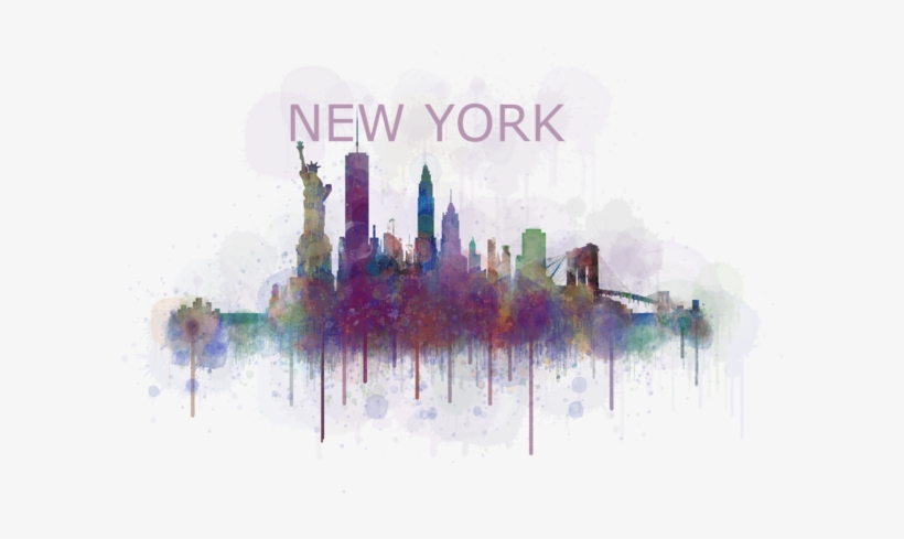 Ny New York City Skyline V4 Watercolor Greeting Card - New York City Transparent, transparent png download