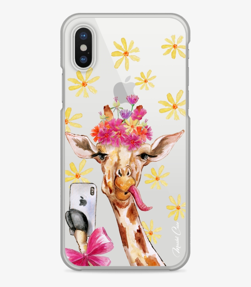 Coque Iphone X Watercolor Floral Giraffe - Mobile Phone, transparent png download