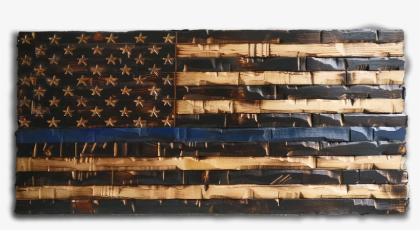 Wood Thin Blue Line Flag - Firefighter, transparent png download
