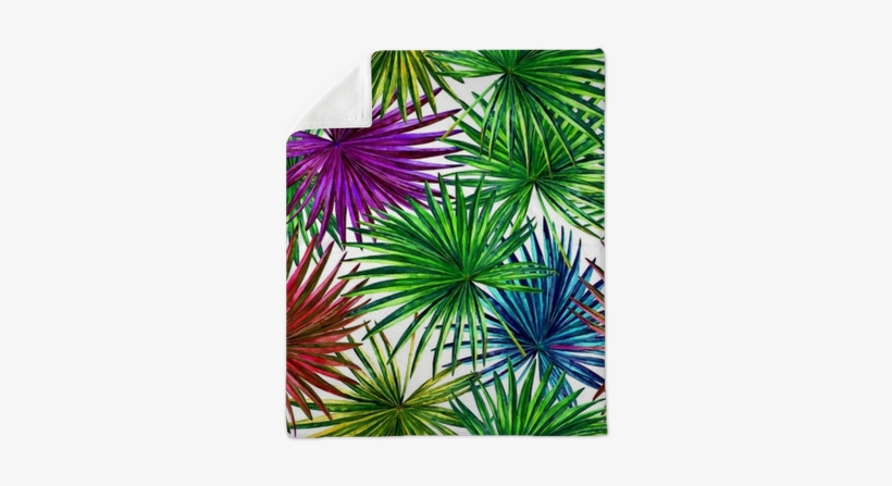 Seamless Floral Pattern With Beautiful Watercolor Fan - Sfondo Foglie Della Giungla, transparent png download
