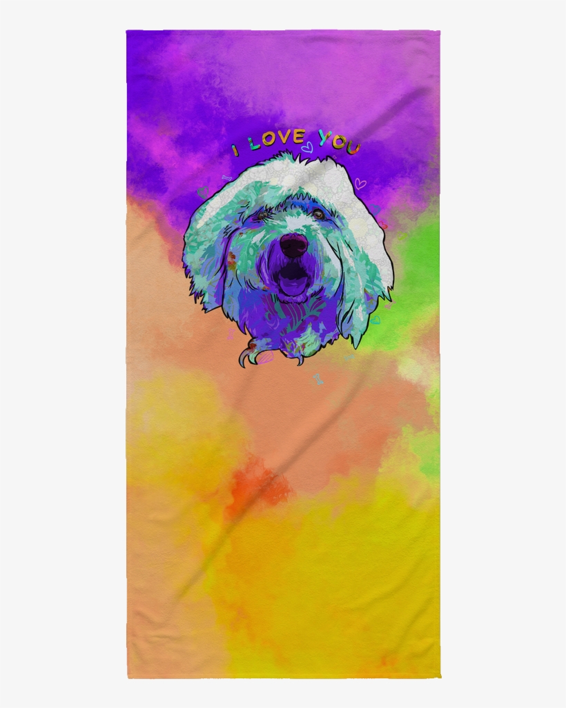 Old English Sheepdog Beach Towel - Zinnia, transparent png download