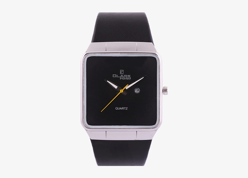 Clarkford Square Dial Leather Watch Black - Analog Watch, transparent png download
